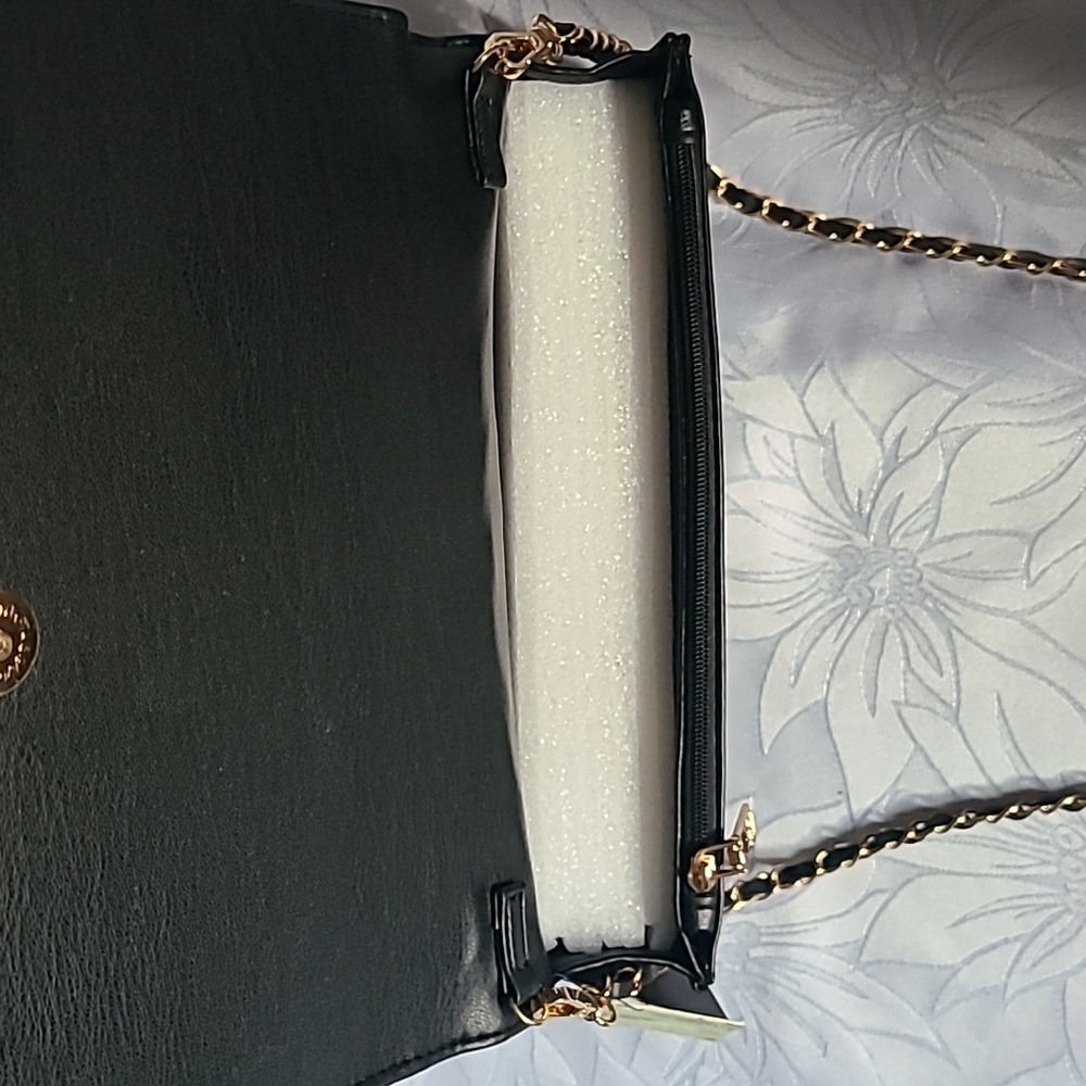 Badgley Mischka Black Crossbody Bag with Gold Accents - Picture 5 of 13